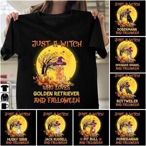 Witch Love Dog Halloween Spooky Graphic Unisex T-Shirt